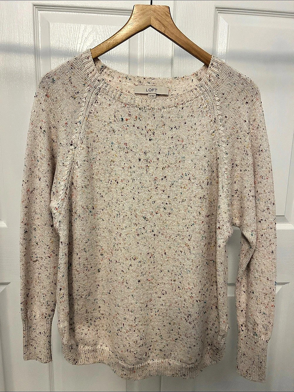 LOFT Speckled Crewneck Sweater in Cream Size XS Like New